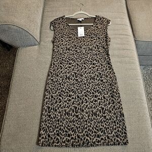 Nine West Leopard Print Casual Career Office Elegant Midi Dress Size Small